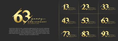 set of anniversary logo with golden color can be use for celebration clipart