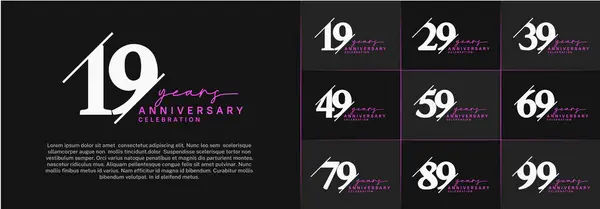 stock vector set of anniversary logo with white and purple color can be use for celebration