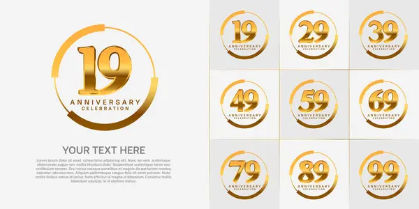 stock vector set of anniversary logo with golden number in circle can be use for celebration