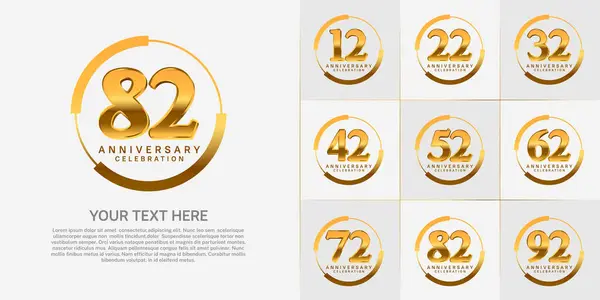 stock vector set of anniversary logo with golden number in circle can be use for celebration