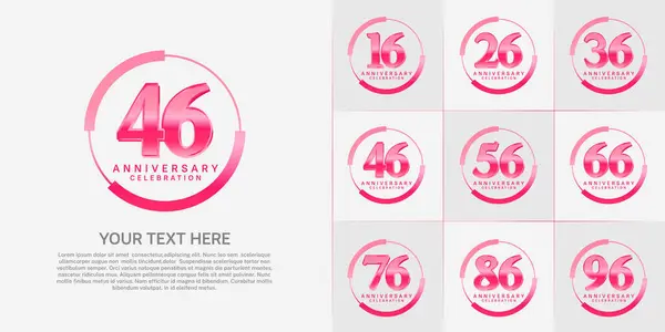 stock vector set of anniversary logo with pink number in circle can be use for celebration