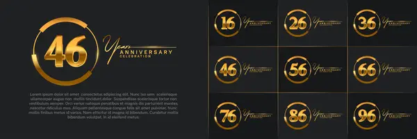 stock vector set of anniversary logo with gold number in circle and black background can be use for celebration