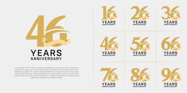 stock vector set of anniversary logo with brown color number, swoosh and ribbon can be use for celebration