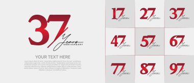 Yıldönümü Logotype kırmızı renk seti siyah hat ile özel gün kutlamaları için kullanılabilir