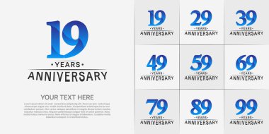 Set of Anniversary Logotype black and blue color can be use for special day celebration clipart