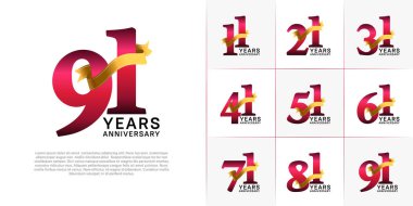 Altın kurdeleli kırmızı Logotype renk seti özel gün kutlamaları için kullanılabilir