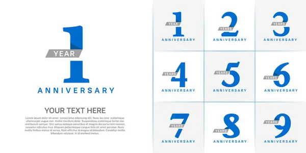 stock vector Set of Anniversary Logotype with gray ribbon, blue color can be use for special day celebration