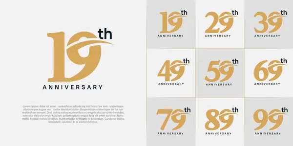 stock vector Set of Anniversary Logotype with swoosh, brown and black color can be use for special day celebration