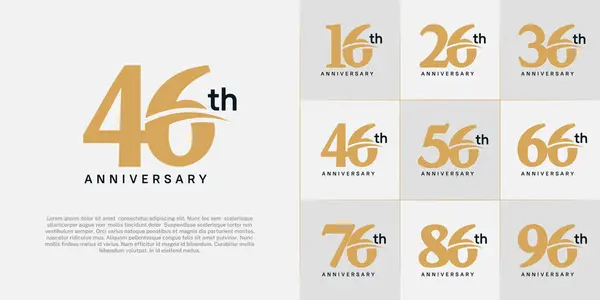 stock vector Set of Anniversary Logotype with swoosh, brown and black color can be use for special day celebration