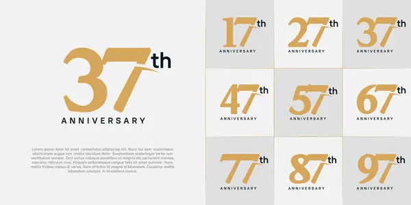 stock vector Set of Anniversary Logotype with swoosh, brown and black color can be use for special day celebration