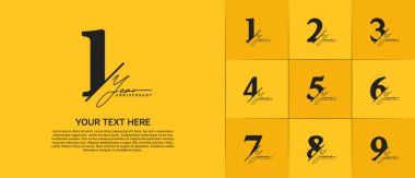 Yıldönümü Logotype siyah renk seti özel gün kutlamaları için kullanılabilir