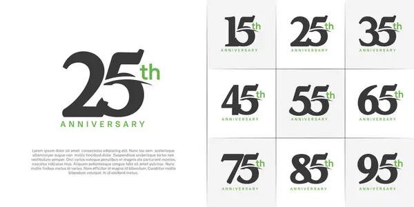 stock vector Set of Anniversary Logotype with swoosh, black and green color can be use for special day celebration