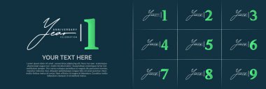 Yıldönümü Logotype beyaz ve yeşil renkleri özel gün kutlamaları için kullanılabilir