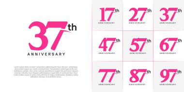 Set of Anniversary Logotype with swoosh, pink and black color can be use for special day celebration clipart