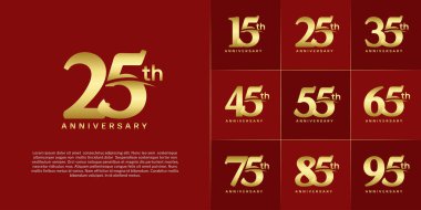 Set of Anniversary Logotype with swoosh, golden color can be use for special day celebration clipart