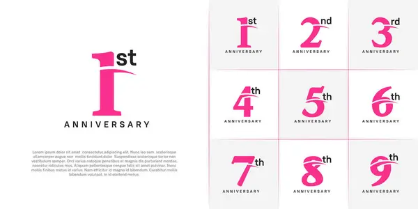 stock vector Set of Anniversary Logotype with swoosh, pink and black color can be use for special day celebration