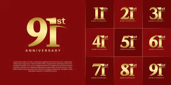 stock vector Set of Anniversary Logotype with swoosh, golden color can be use for special day celebration