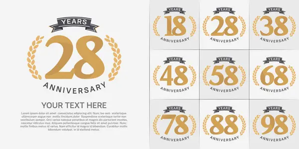 stock vector anniversary logotype set vector, brown color and black ribbon for special day celebration