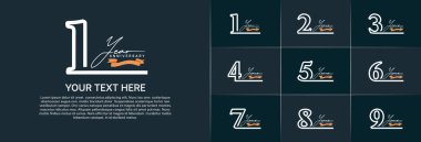 Yıldönümü logotip seti vektörü, özel gün kutlamaları için gümüş çizgi rengi