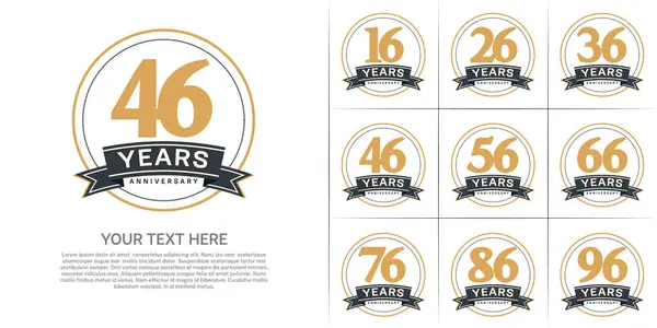 Stock vector anniversary logotype set vector, brown color with circle and black ribbon for special day celebration