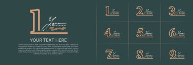 Özel gün kutlamaları için yıl dönümü logotip seti vektörü, kahverengi çizgi rengi