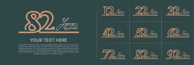 Özel gün kutlamaları için yıl dönümü logotip seti vektörü, kahverengi çizgi rengi