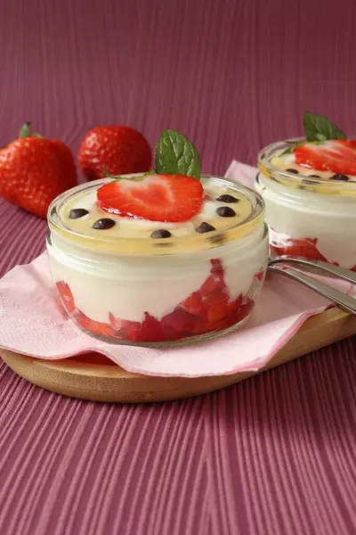 stock image Strawberry and Honey Yogurt Mascarpone Dessert