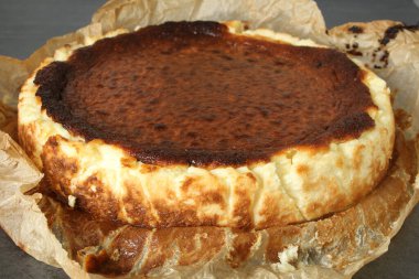 Basque Burnt Cheesecake  San Sebastin's Culinary Delight clipart