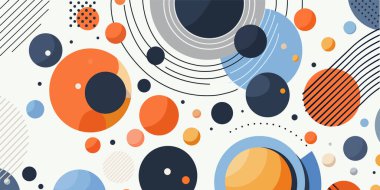 Çemberli soyut bir arka plan. Minimum geometrik arkaplan. Dinamik şekiller kompozisyonu. Çemberli soyut arkaplan