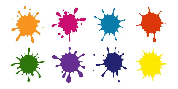 Beyaz arka plan üzerinde renkli lekeleri vektör kümesi.