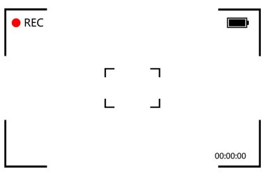 Dijital video kaydedicinin kamera çerçevesi görüntüleyici ekranı. Şeffaf arkaplan
