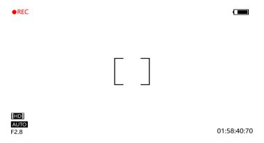 Dijital video kaydedicinin kamera çerçevesi görüntüleyici ekranı. Şeffaf arkaplan