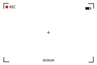 Dijital video kaydedicinin kamera çerçevesi görüntüleyici ekranı. Şeffaf arkaplan