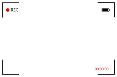 Dijital video kaydedicinin kamera çerçevesi görüntüleyici ekranı. Şeffaf arkaplan