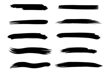 Fırça darbeleri. Vektör fırça set. Grunge tasarım öğeleri. Dikdörtgen metin kutuları. Kirli sıkıntı doku afiş. Mürekkep splatters. Eski boyalı nesneleri.