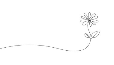 Çiçek sürekli bir çizgi olarak çizilir. Vektör illüstrasyonu