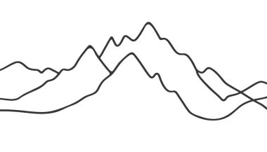 Dağlar sürekli tek bir çizgiyle çizilir. Vektör illüstrasyonu