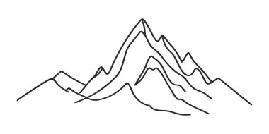 Dağlar sürekli tek bir çizgiyle çizilir. Vektör illüstrasyonu
