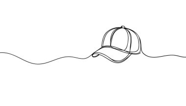 Devamlı çizgi, beysbol şapkası. Set Moda 'nın çizimi. Vektör illüstrasyonu bir satır çizimi.