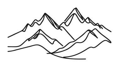 Dağlar sürekli tek bir çizgiyle çizilir. Vektör illüstrasyonu