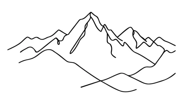 Dağlar sürekli tek bir çizgiyle çizilir. Vektör illüstrasyonu