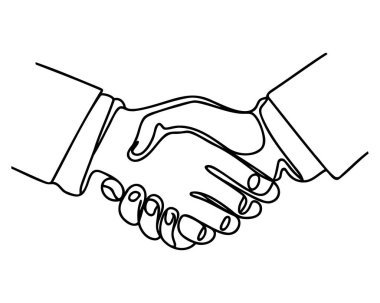 El sıkışma sürekli çizgi vektör çizimi. İş anlaşması vektör kavramı.