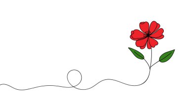 Çiçek sürekli bir çizgi olarak çizilir. Vektör illüstrasyonu