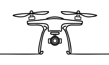 Bir tane insansız uçak çizimi, insansız uçak vektör çizimi. Video görüntüleme kavramı için modern hava aygıtı