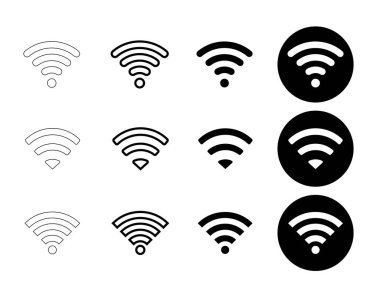 Wi-Fi simgesi. Kablosuz ve Wi-Fi simgesi ya da uzak internet erişimi için Wi-Fi simgesi. Ağ Wi-Fi iş konsepti. Vektör illüstrasyonu