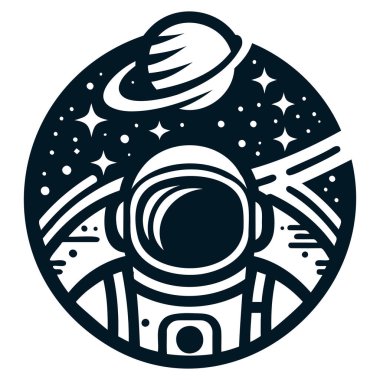 Beyaz arkaplanda minimalist astronot logo ikonu vektör şablonu.