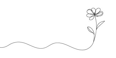 Çiçek aralıksız bir çizgi çiziyor. Vektör illüstrasyonu