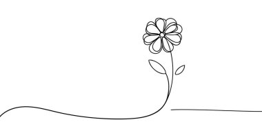 Çiçek aralıksız bir çizgi çiziyor. Vektör illüstrasyonu