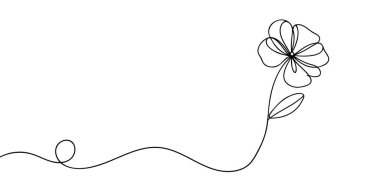 Çiçek aralıksız bir çizgi çiziyor. Vektör illüstrasyonu