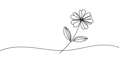 Çiçek aralıksız bir çizgi çiziyor. Vektör illüstrasyonu